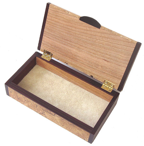 Small wood box - Handmade small keepsake box - open view