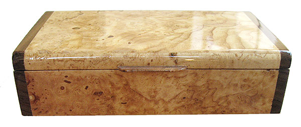 Decorarive small wood box - front view - spalted maple burl