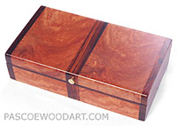 Decorative small box made of amboyna burl, cocobolo