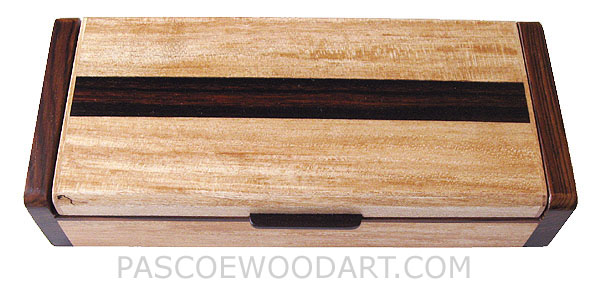 Handcrafted wood desktop box, decorative wood pen box made of spalted maple, cocobolo