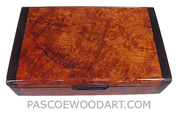 Handmadedecorative  small wood box - Small keepsake box made of amboyna burl with bois de rose ends