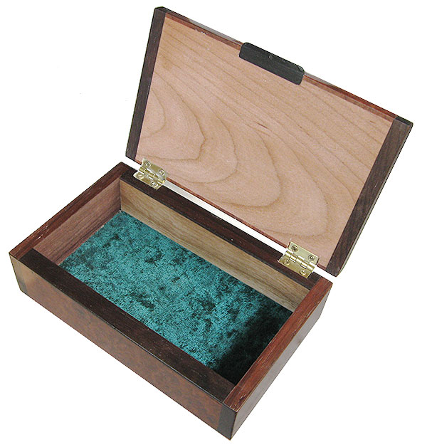 Handmade wood small box open view - Decorative small wood keepsake box