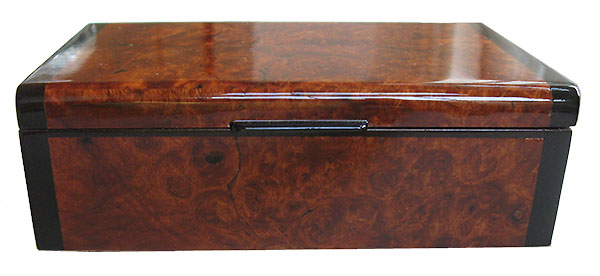 Amboyna burl box front - Handmade decorative small wood box