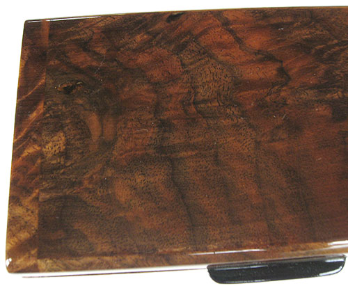 Crotch walnut box top close-up - Handmade small wood box