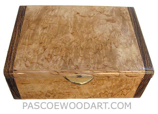 Handmade small wood  box - Decorative small keepsake box made of masur birch burl with bocote ends