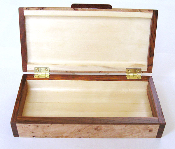 Handmade small wood box-open view