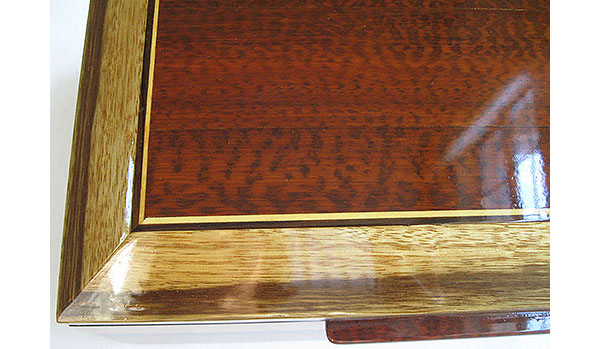 Beveled box top close-up - Snakewood framed in black limba