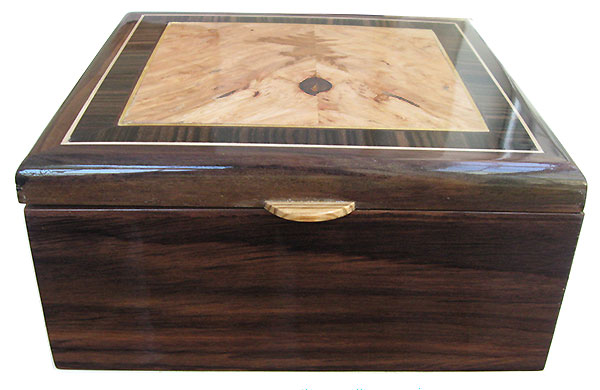 East Indian rosewood box front - Handcrafted wood men's valet box with sliding tray