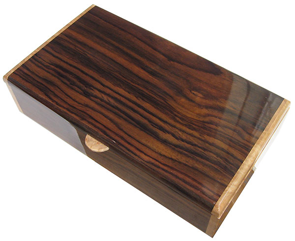 Handmade wood box - Men's valet box,keepsake box made of East Indian rosewood with maple burl ends
