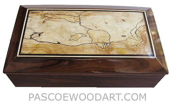 Handmade wood box- decorative wood keepsake box made of ziricote with blackline spalted maple top