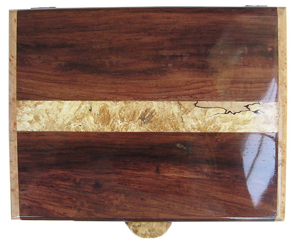 Figured Honduras rosewood with spalted maple burl band inlaid box top - Handmade wood men's valet box
