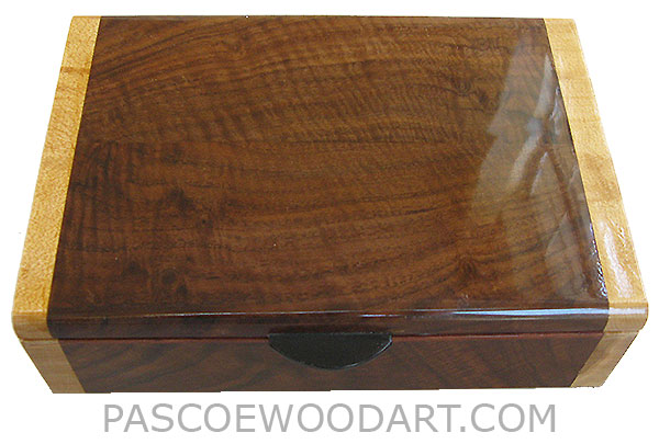 Handmade wood box - Decorative wood men's valet box or keepsake box made of walnut with birds eye maple ends