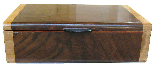 Walnut box front - Handmade decorative wood men's valet box or keepsake box