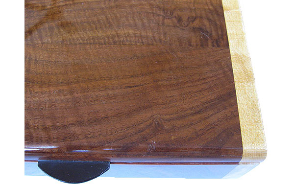 Walnut box top close up - Handmade decorative wood men's valet box or keepsake box