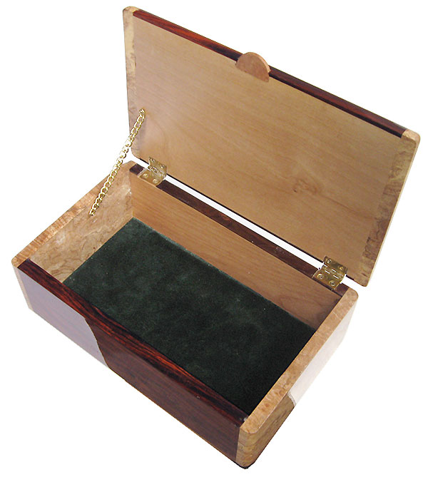 Handmade wood box - Men's valet box open view