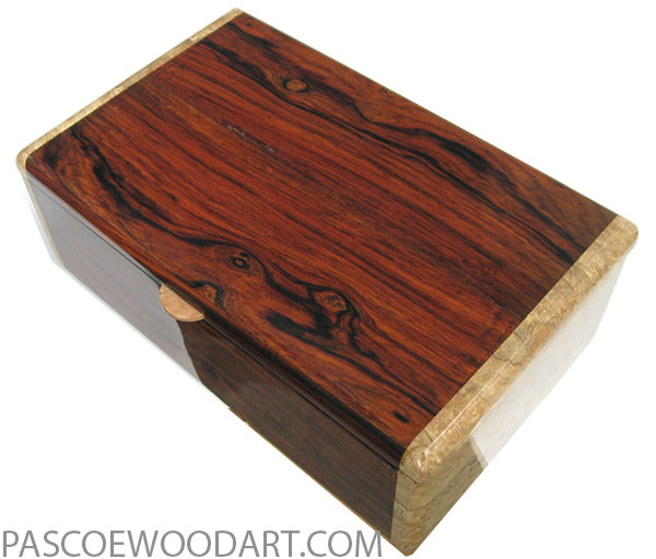 Handmade wood box - Men's valet box made of cocobolo with spalted maple burl ends