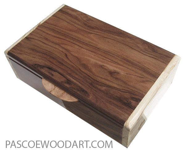 Handmade wood box - men's valet box made of Santos rosewood with spalted maple ends