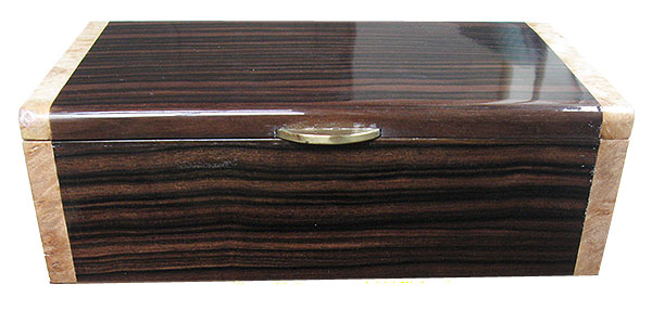 Macassar ebony box front - Handmade wood decorative men's valet box or keepsake box