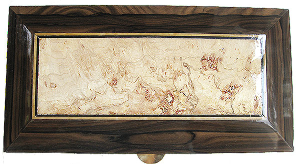 Spalted maple burl framed in ziricote box top - Handcrafted wood decorative men's valet box, keepsake box
