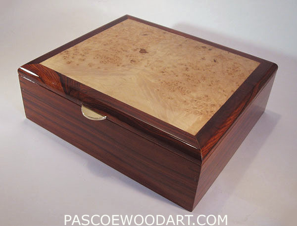 Men's valet box - Handmade men's box made from Cocobolo and Maple Burl top