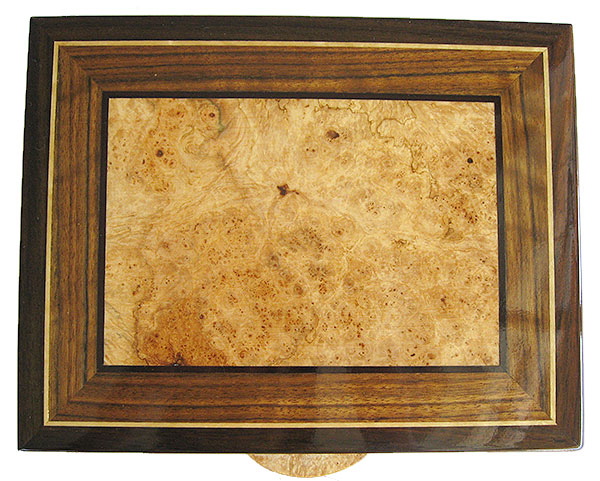 Handmade decorative men's valet box - Maple burl, shedula inlaid box top