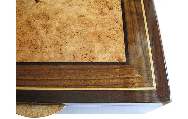 Maple burl and shedua inlaid box top - Handcrafted decorative men's valet box