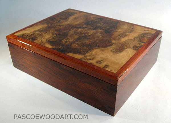 Men's Valet Box -  Handcrafted cocobolo men's box with spalted maple top