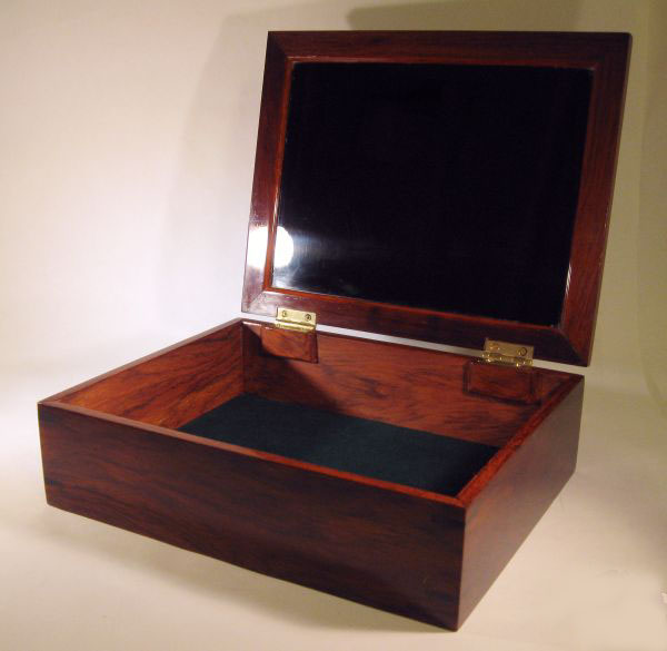 Men's valet box - Handmade cocobolo valet box for men with spalted maple burl top - opoen view