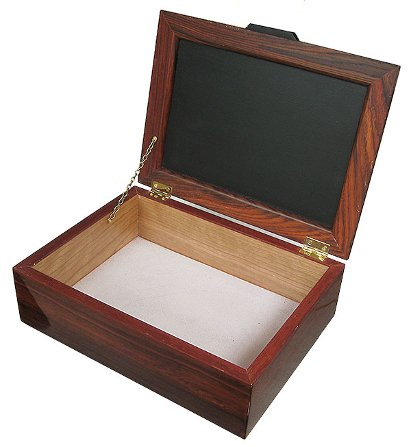 Handmade wood box - open view - Decorative wood men's valet box made of cocobolo