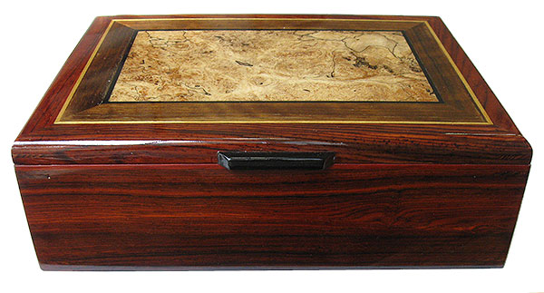 Cocobolo box front - Handmade decorative men's valet box, keepsake box