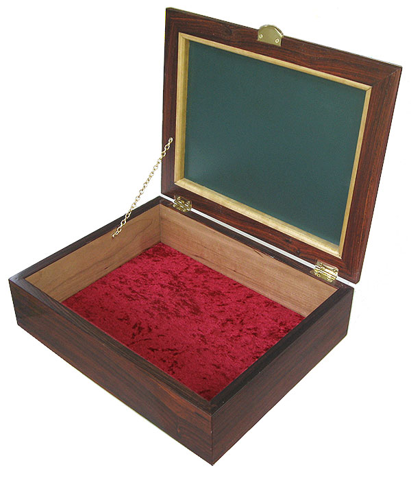 Handmade wood box -open view - Decorative wood men's valet box