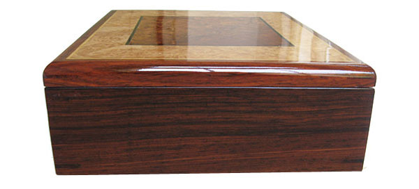 Cocobolo box side - Handmade decorative wood men's valet box 