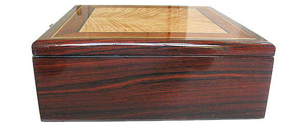 Handcrafted wood box - Cocobolo side view - Decorative men's valet box, keepsake box