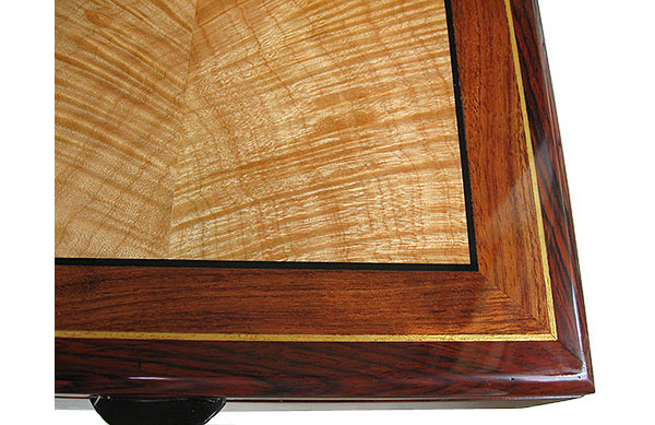 Handcrafted wood box top close-up - Decorative wood men's valet box, keepsake box
