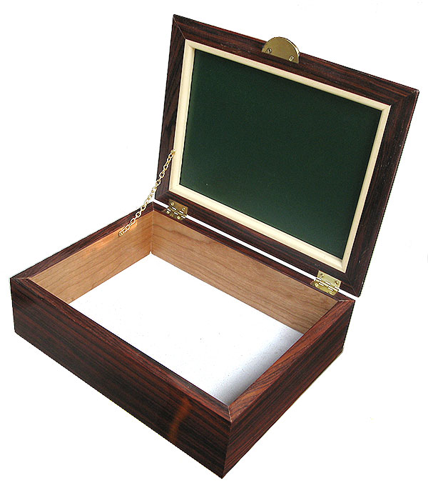 Handcrafted cocobolo box - open view - Decorative men's valet box