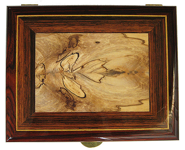 Spalted maple framed in Sabbah maple and cocobolo box top - Handcrafted Decorative wood men's valet box or keepsake box