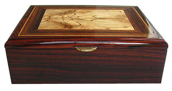 Cocobolo box front - Handcrafted decorative wood men's valet box