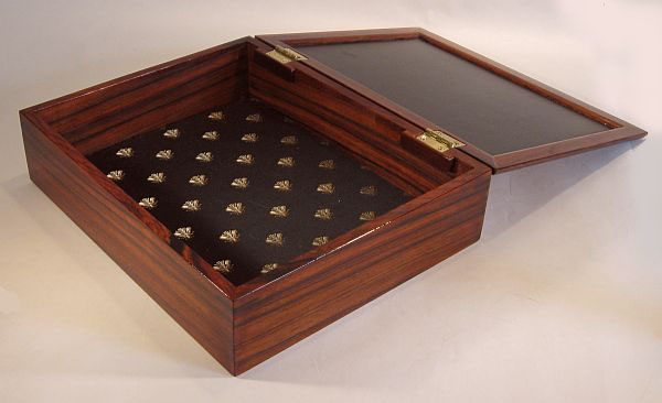 Handmade men's box made from Cocobolo and Maple Burl - Open View