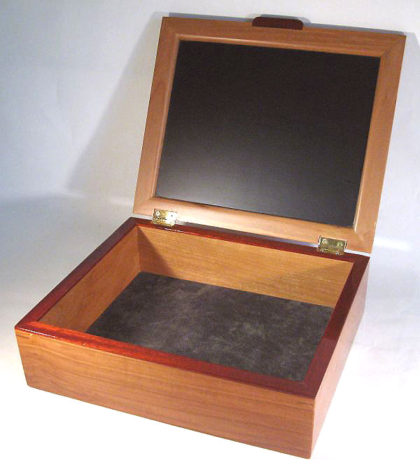 Handmade wood valet box for men - open view