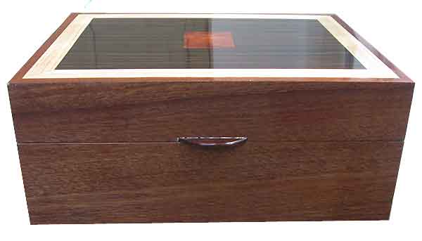 Mahogany box front- Handmade wood large valet box