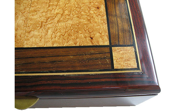 Handcrafted wood box mosaic top close up