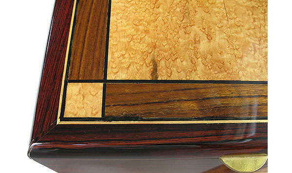 Handcrafted wood box mosaic top close up