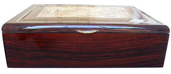 Cocobolo box front - Handcrafted large wood decorative men's valet box, keepske box, document box