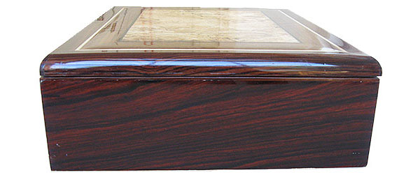 Cocobolo box side - Handcrafted large wood men's valet box, keepsake box, document box