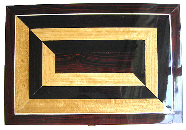 Cocobolo and Ceylon satinwood mosaic box top - Handcrafted wood decorative men's valet box or keepsake box