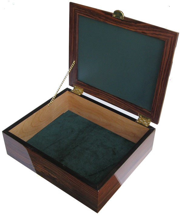 Handcrafted wood box - open view