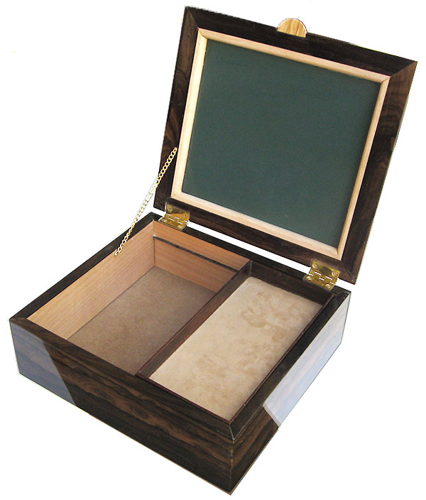 Handcrafted wood box - open view
