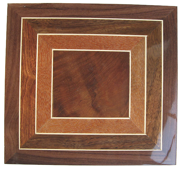 Box pattern top of crotch walnut, lacewood, holly, Hawaiian Koa - Handcrafted men's valet box