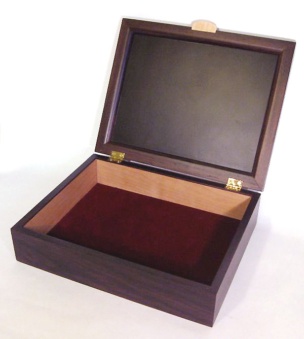 Men's valet box - Handcrafted wood box made from kamagong, east Indian rosewood, bird's eye maple - open view