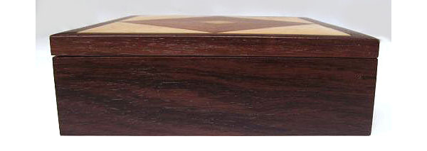 Wood keepsake box - Handcrafted wood box made from kamagong, east Indian rosewood, bird's eye maple - side view